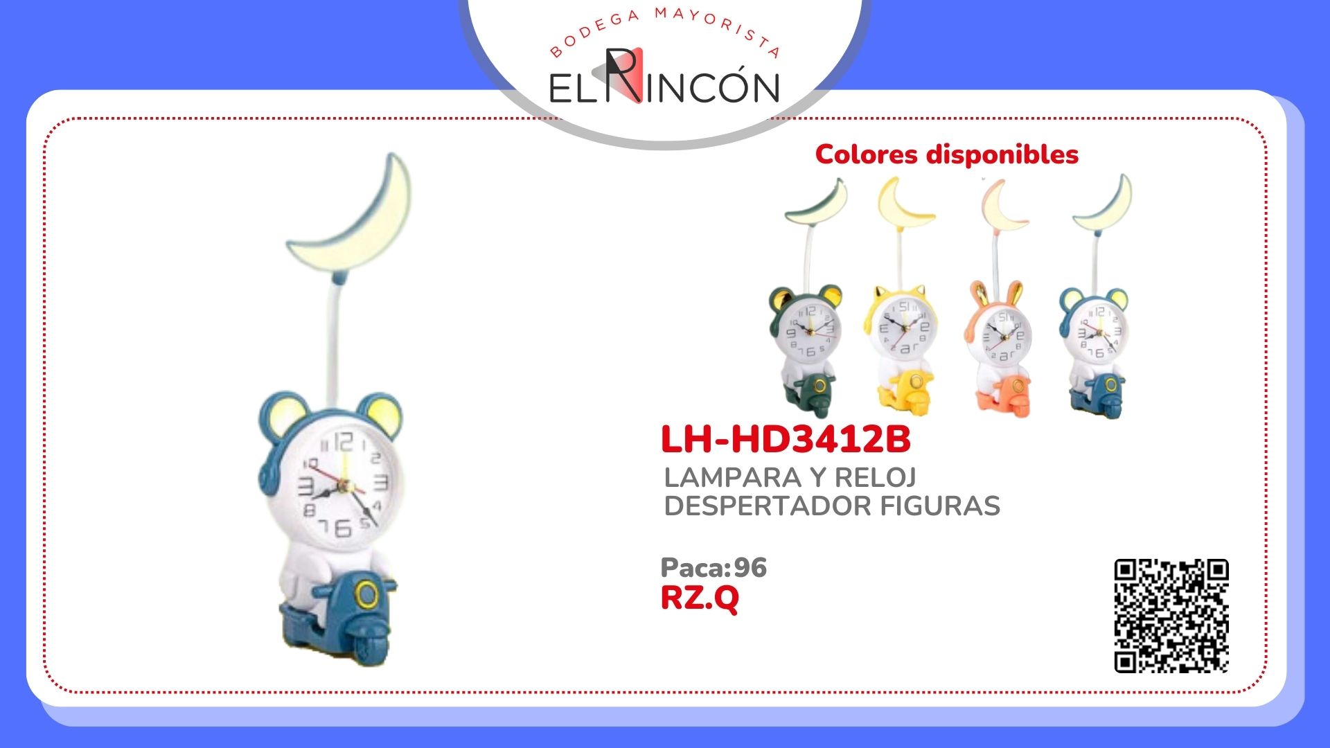LAMPARA Y RELOJ DESPERTADOR FIGURAS HD3412B
