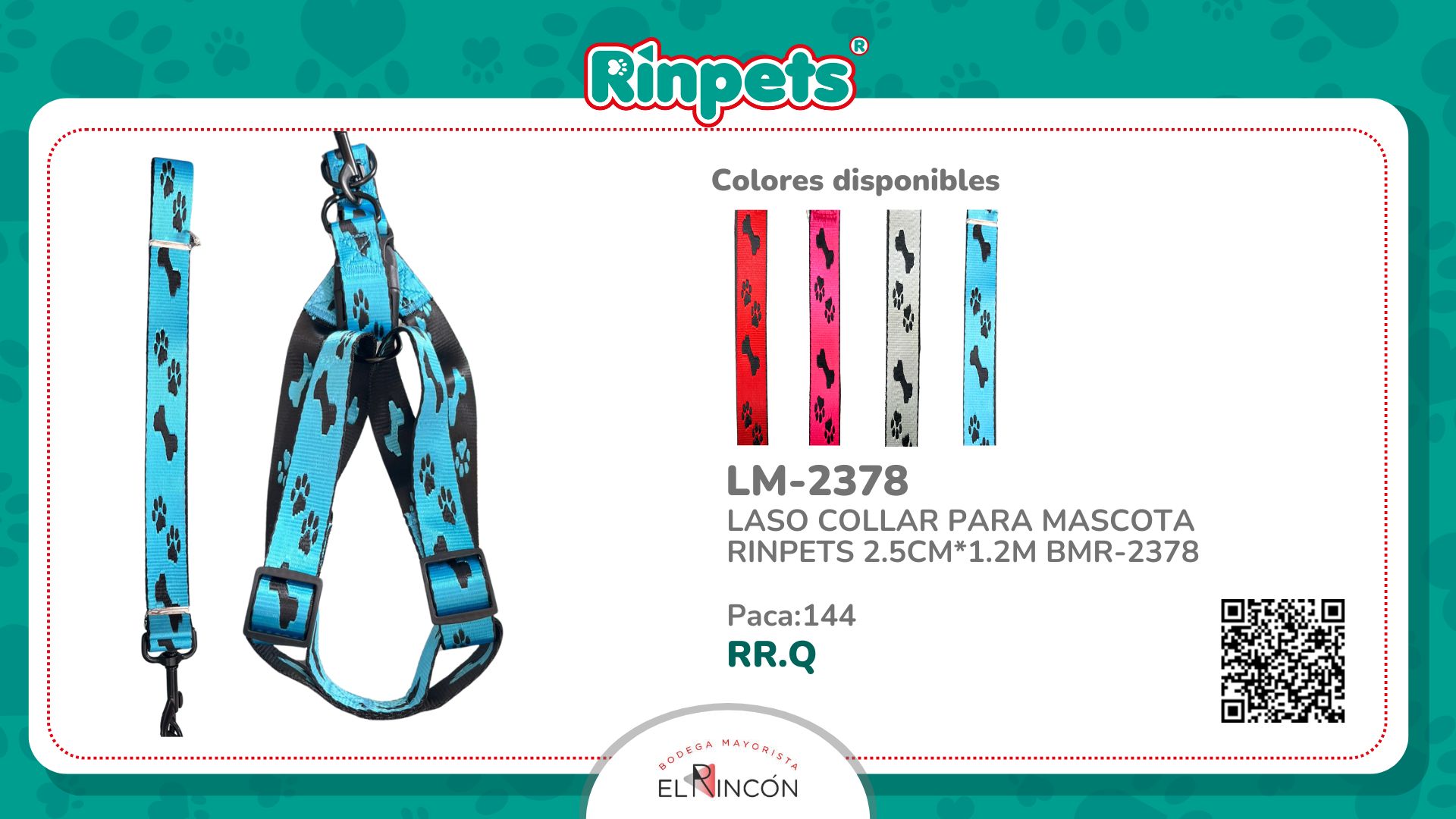 LASO COLLAR PARA MASCOTA RINPETS 2.5CM*1.2M BMR-2378