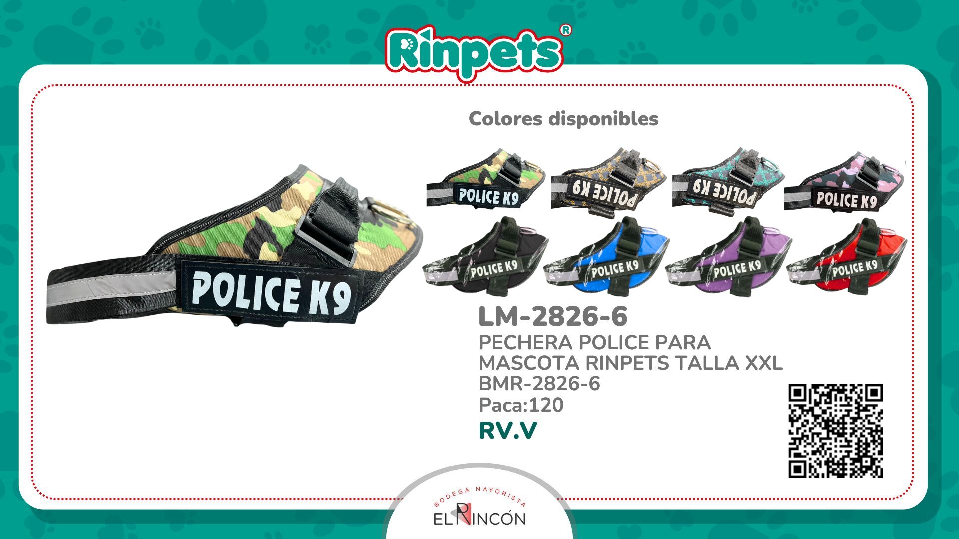 PECHERA POLICE PARA MASCOTA RINPETS TALLA XXL BMR-2826-6