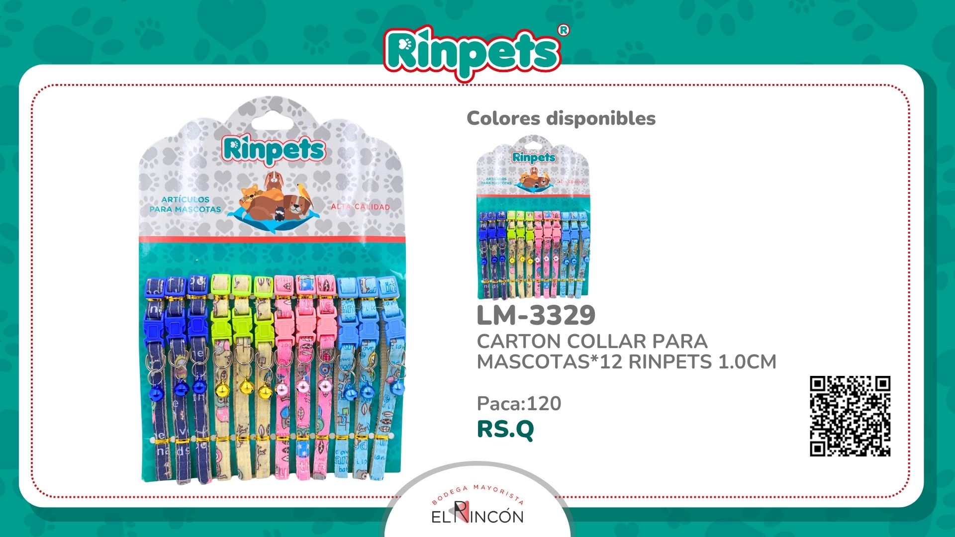 CARTON COLLAR PARA MASCOTAS*12 RINPETS 1.0CM BMR-3329