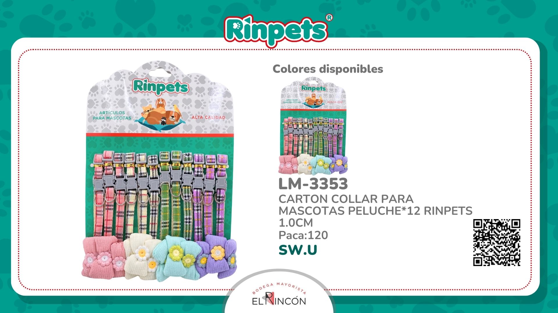 CARTON COLLAR PARA MASCOTAS PELUCHE*12 RINPETS 1.0CM BMR-3353