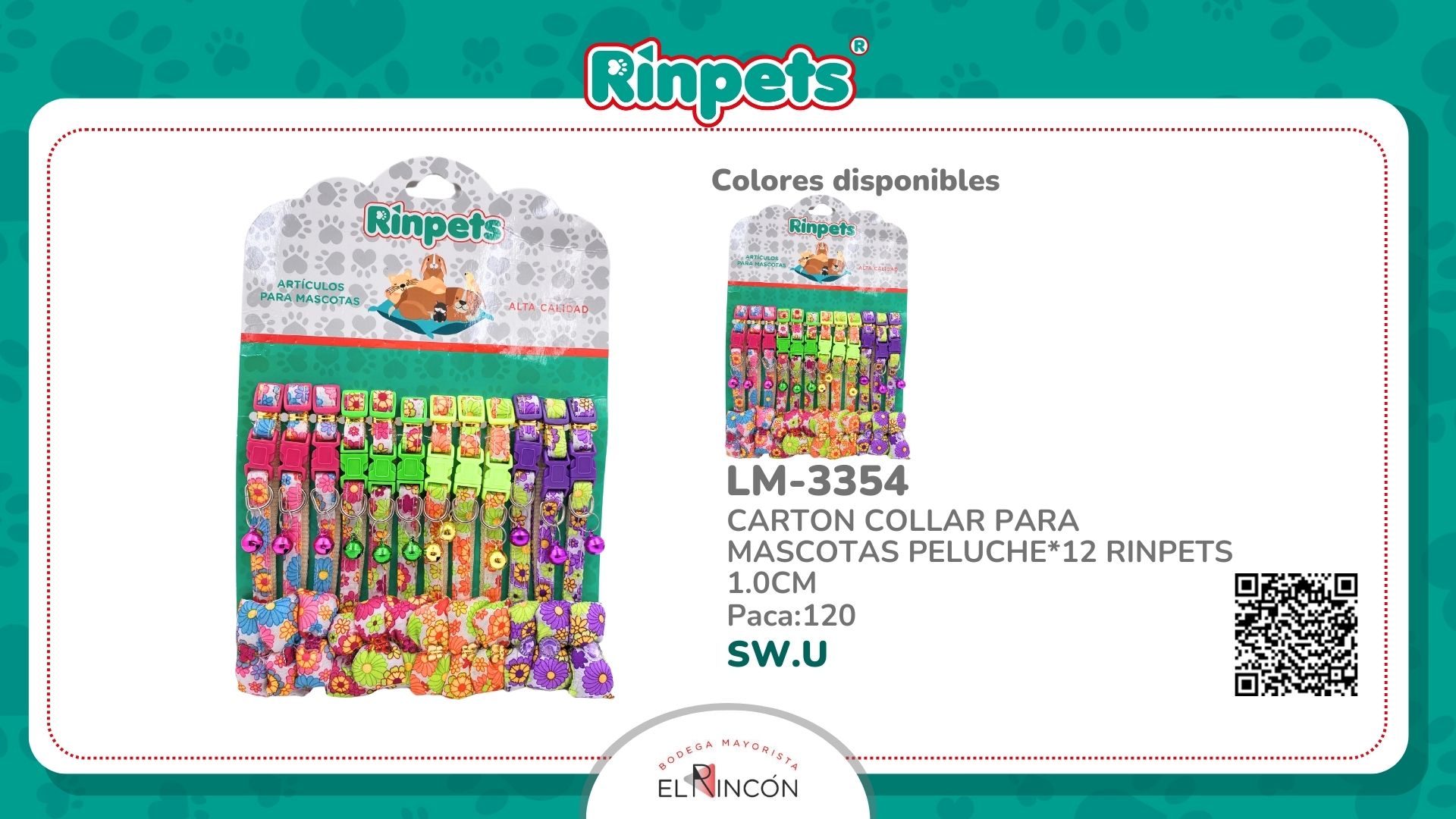 CARTON COLLAR PARA MASCOTAS PELUCHE*12 RINPETS 1.0CM BMR-3354