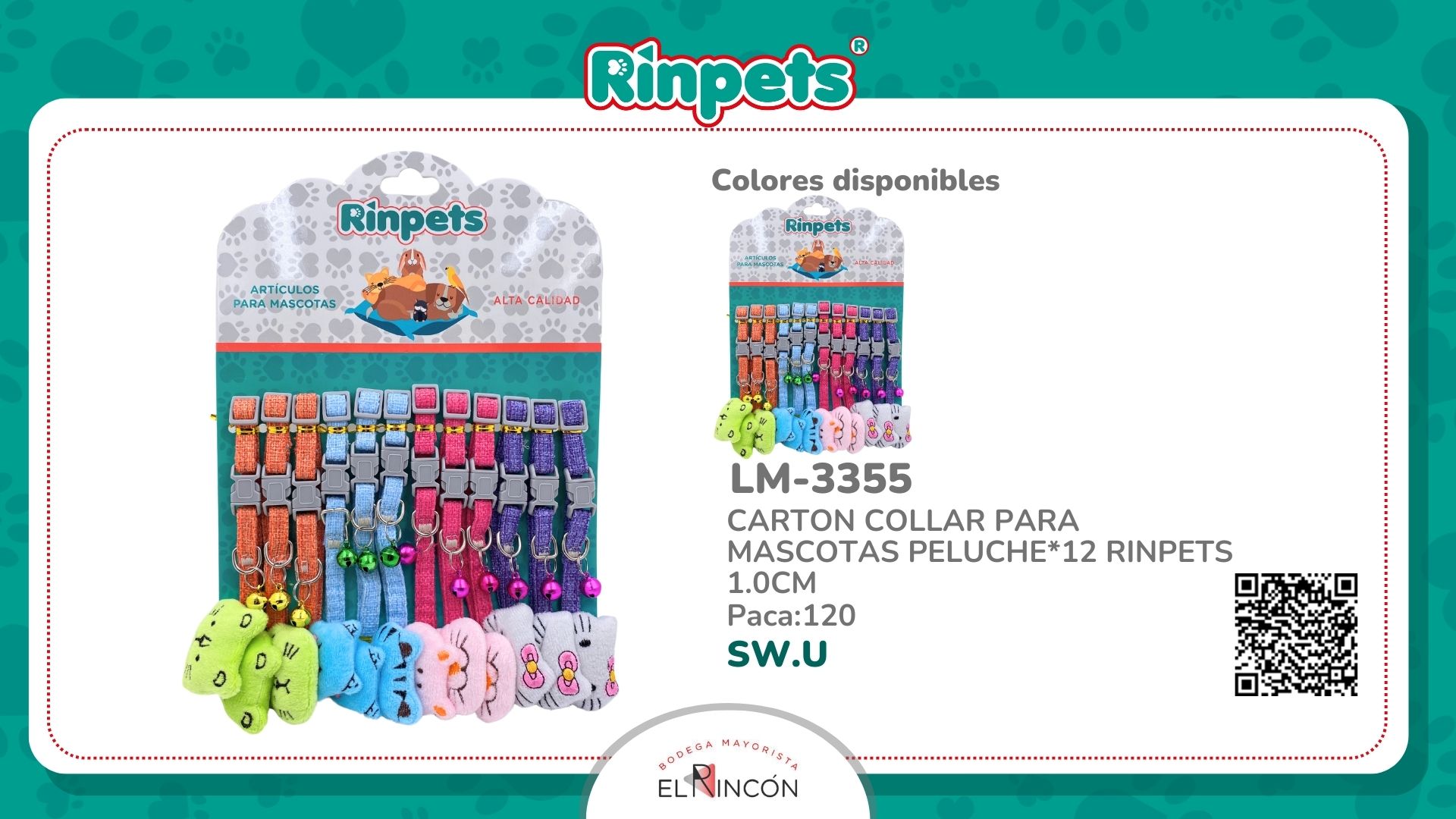 CARTON COLLAR PARA MASCOTAS PELUCHE*12 RINPETS 1.0CM BMR-3355