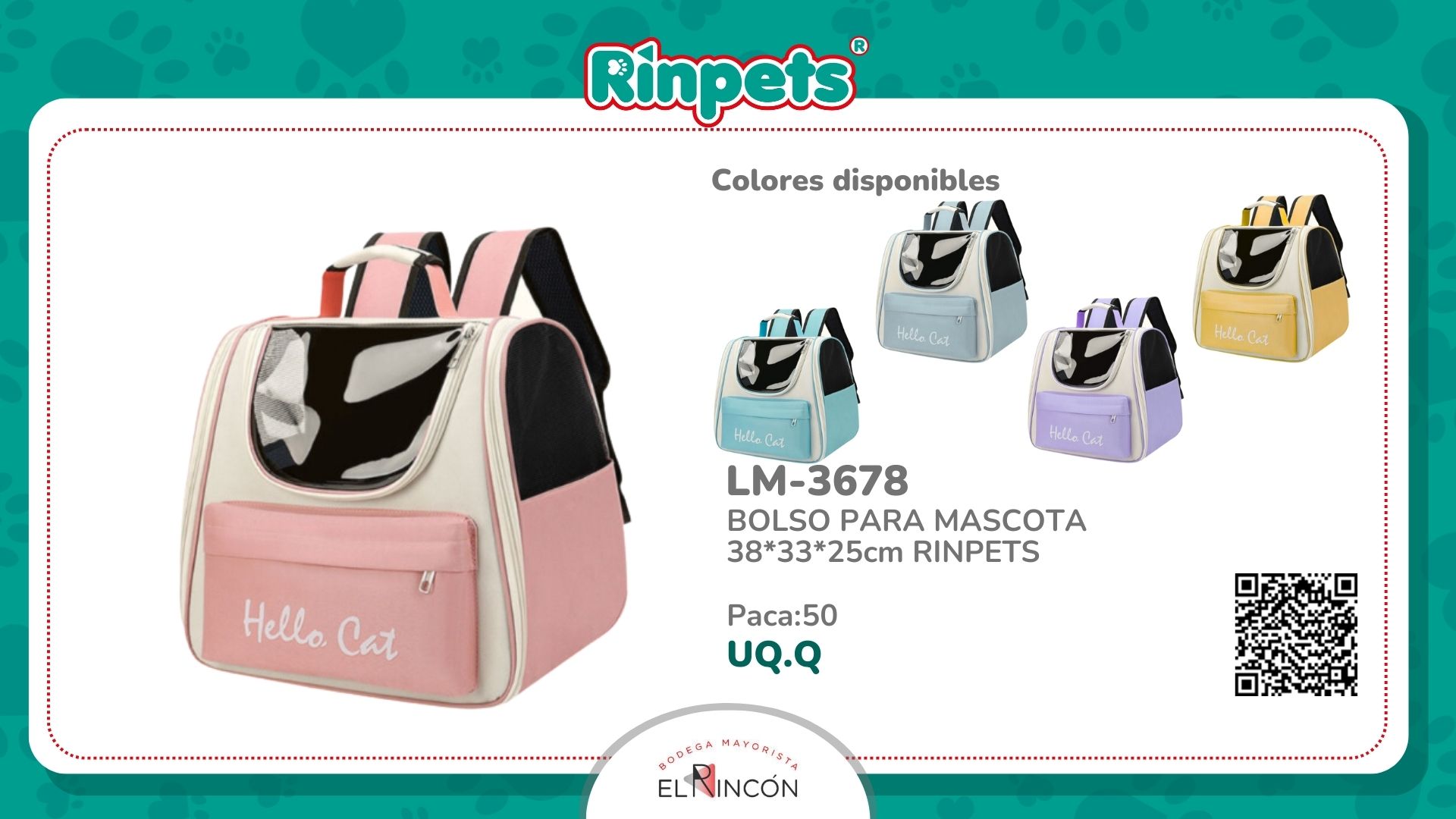 BOLSO PARA MASCOTA 38*33*25cm RINPETS BMR-3678