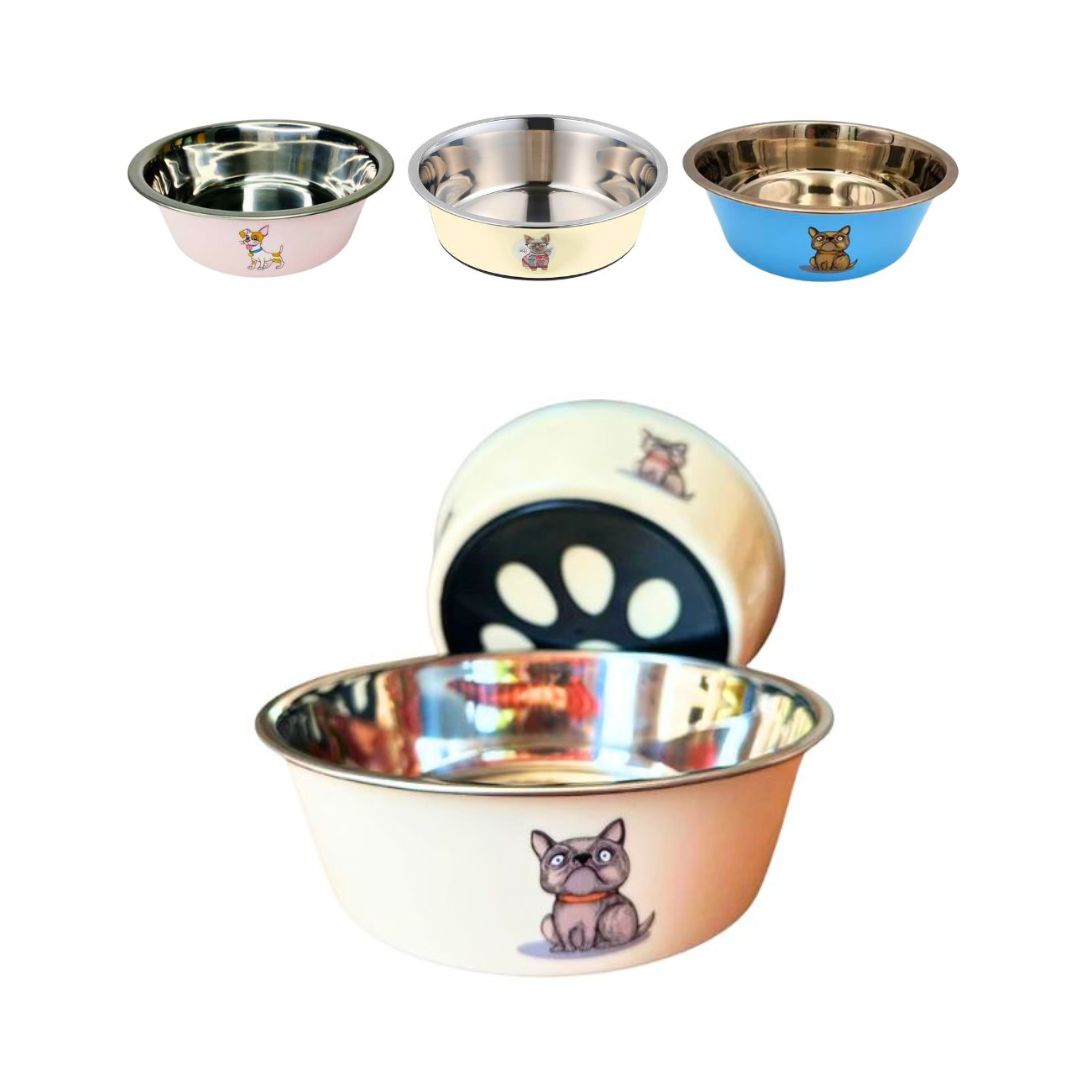 RECIPIENTE METALICO ESTAMPADO PARA MASCOTAS 17cm BMR-4383-2