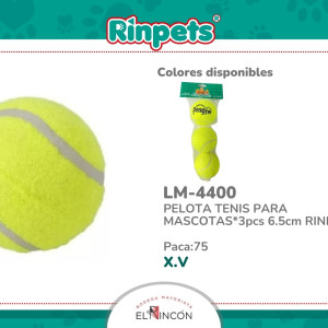 PELOTA TENIS PARA MASCOTAS*3pcs 6.5cm RINPETS BMR-4400