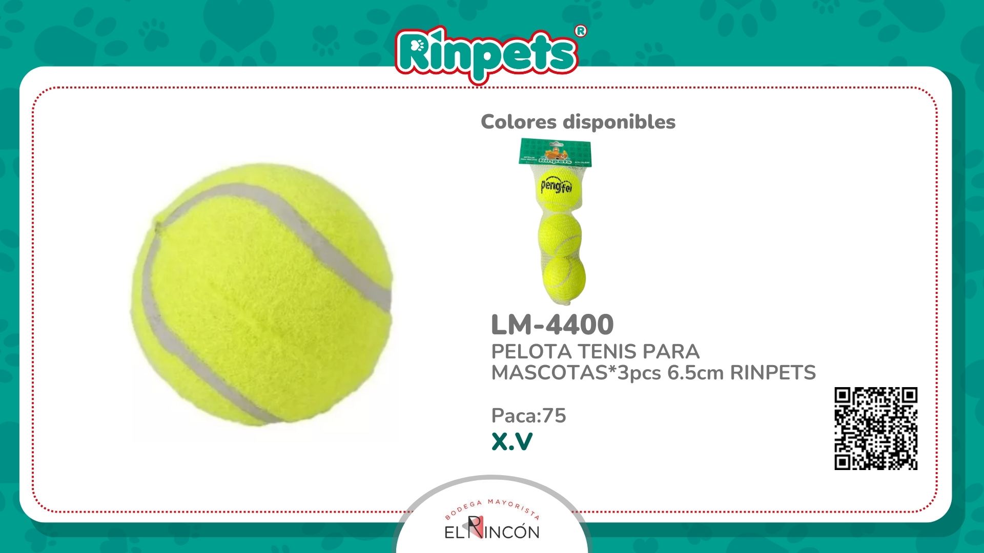 PELOTA TENIS PARA MASCOTAS*3pcs 6.5cm RINPETS BMR-4400
