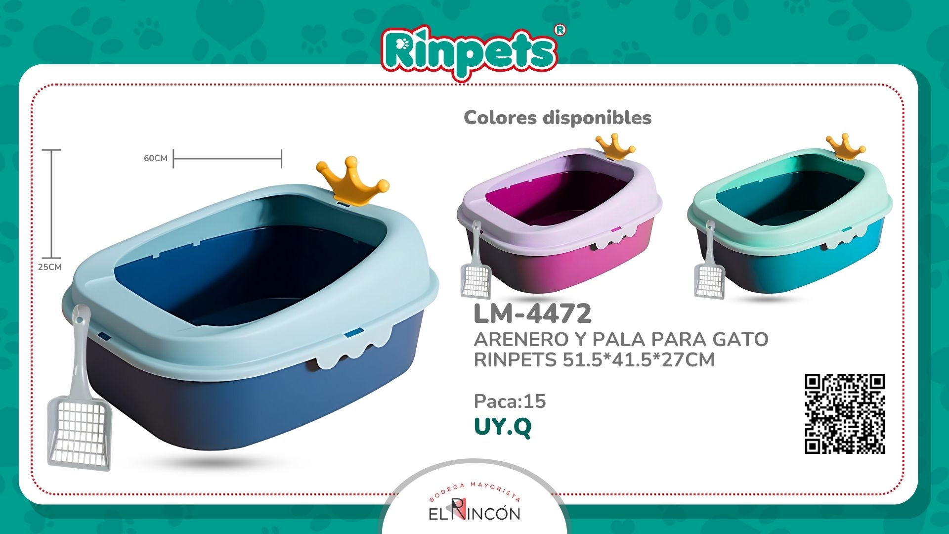 ARENERO Y PALA PARA GATO RINPETS 51.5*41.5*27CM BMR-4472