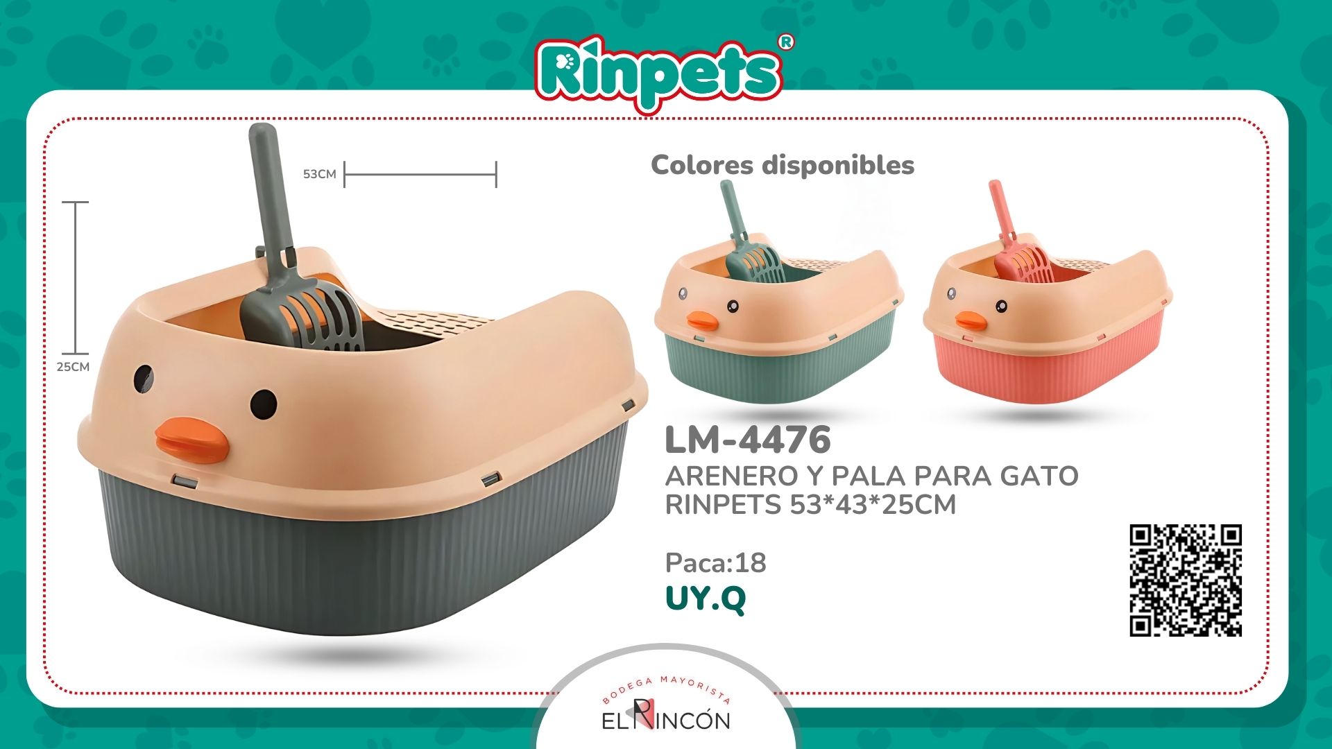 ARENERO Y PALA PARA GATO RINPETS 53*43*25CM BMR-4476