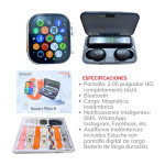 SET DE AUDIFONOS Y RELOJ INTELIGENTE CON 7 REPUESTOS DE CORREA BMR-6439