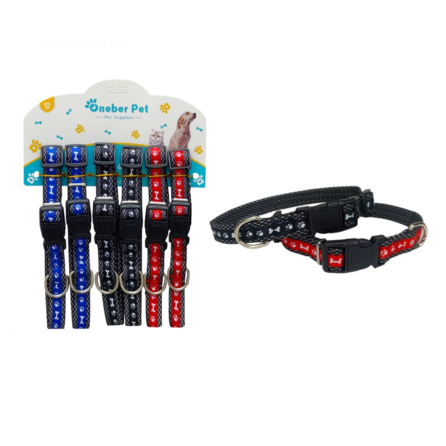 COLLAR MASCOTA HUESITOS ENCARTONADO MD B2522 (CRTX6)