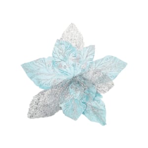 FLOR NAVIDEÑA AZUL MENTA (40CM)