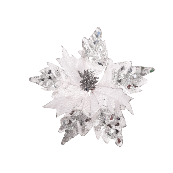 FLOR NAVIDEÑA PLATEADA 20CM (BJX80)