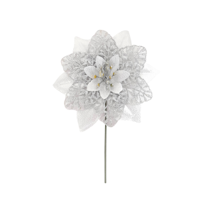 FLOR NAVIDEÑA PLATEADA 15CM (PQTX24)