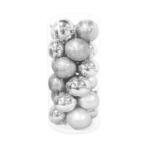 BOLA NAVIDEÑA PLATEADA 10CM X24