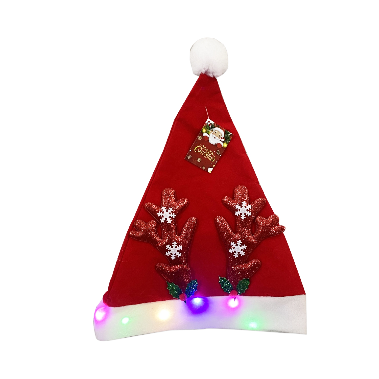 GORRO NAVIDEÑO CON LUZ 37*28CM (PQTX12)