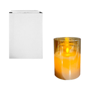 VELON BEIGE EN VIDRIO LUZ CALIDA 7.5*10CM (PILA)