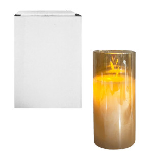 VELON BEIGE EN VIDRIO LUZ CALIDA 7.5*17.5CM (PILA)