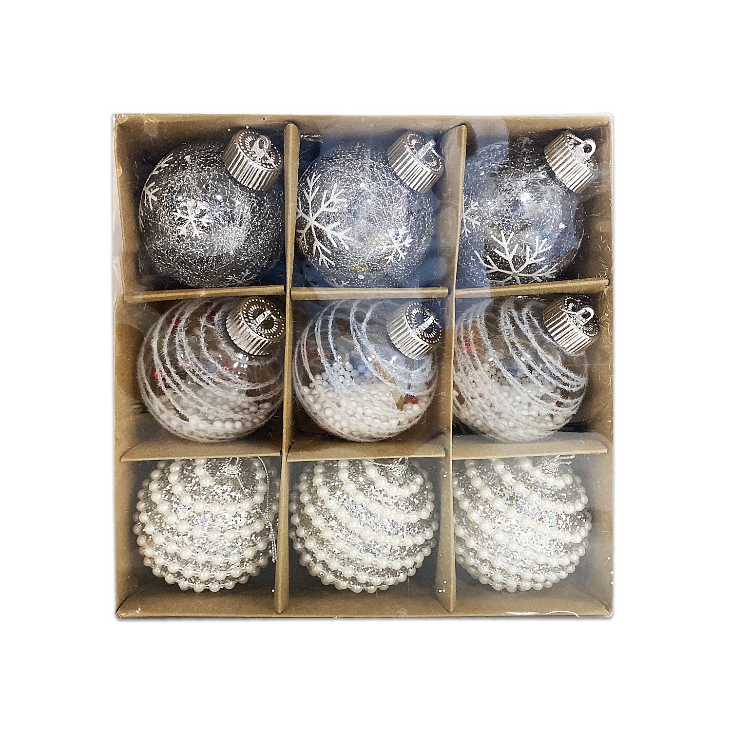 BOLA NAVIDEÑA PLATEADA 8CM X9