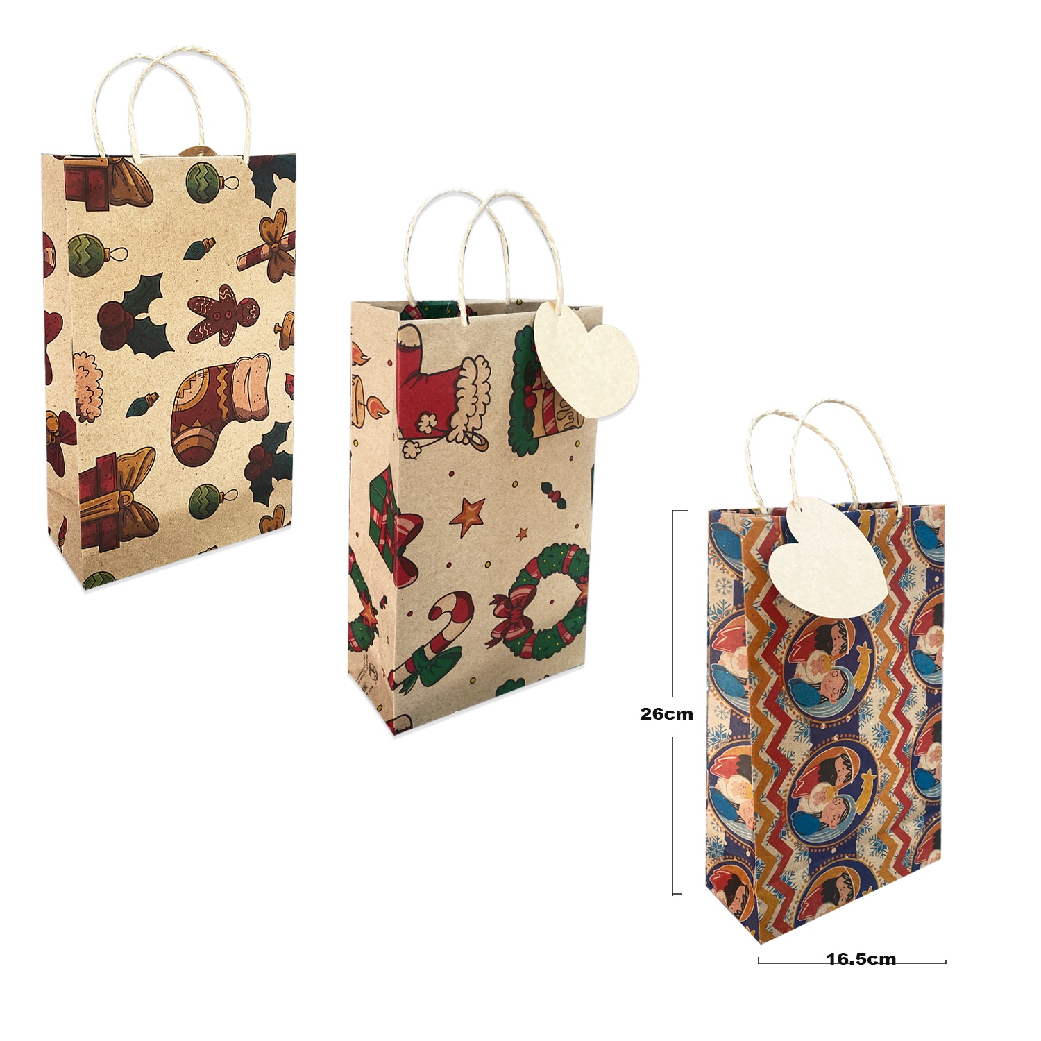 BOLSA DE REGALO ECOLOGICA GD NAVIDEÑA (PQTX12)