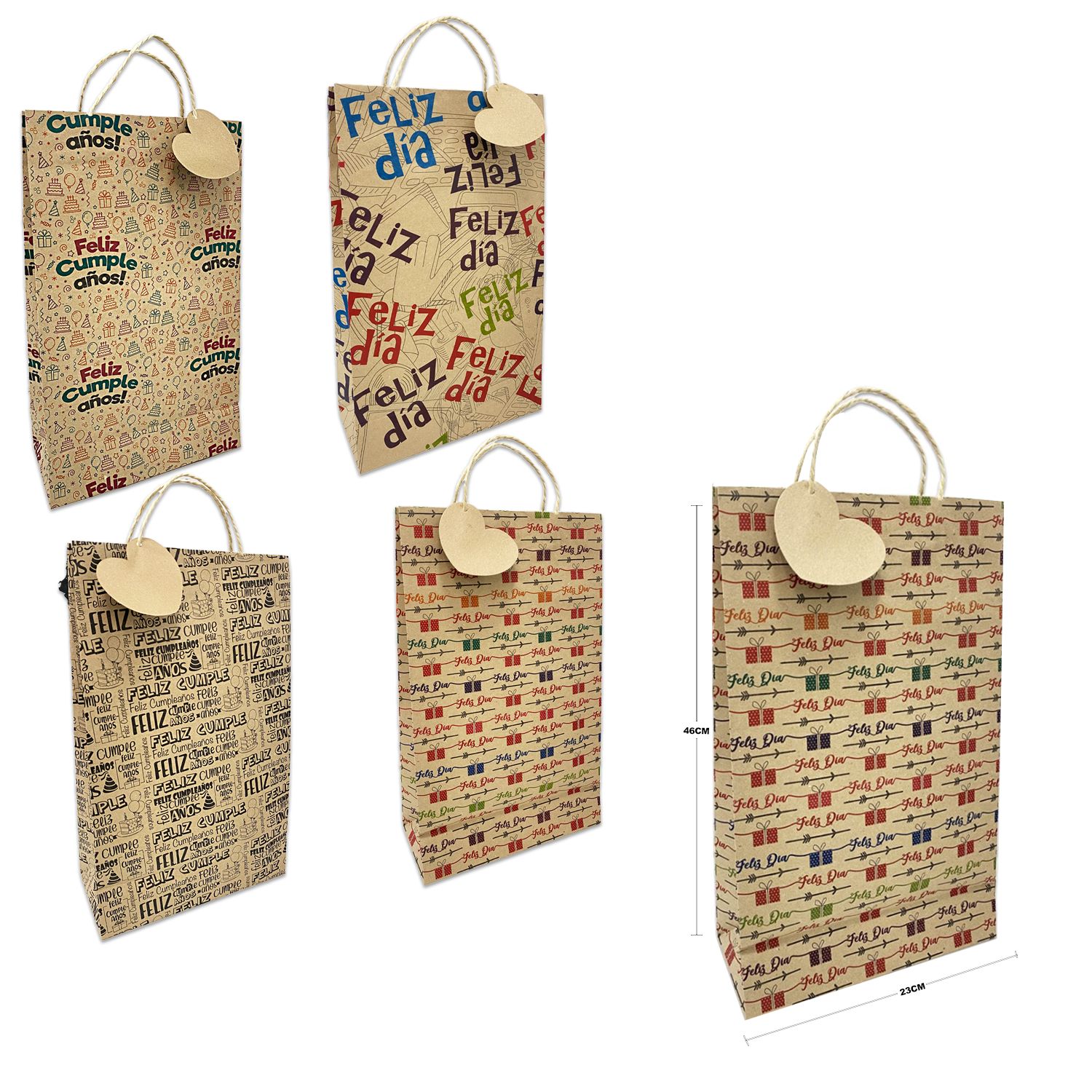 BOLSA DE REGALO ECOLOGICA GD FELIZ DIA (PQTX12)