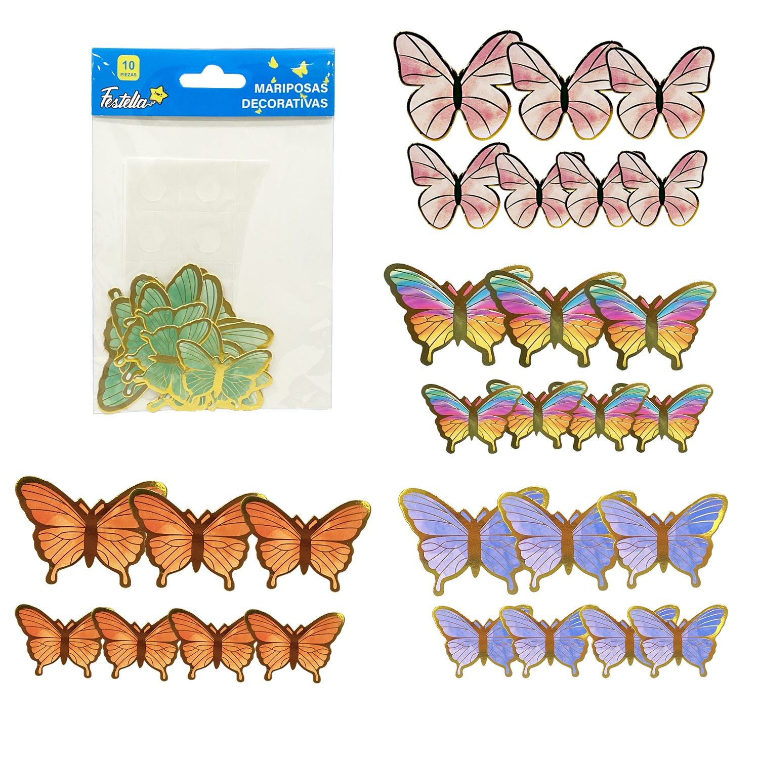 MARIPOSAS DECORATIVAS X10 (PQTX20)