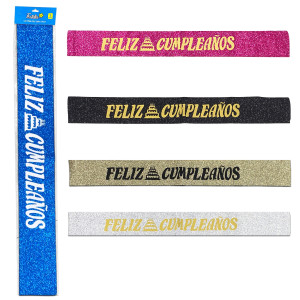 LISTON ESCARCHADO FELIZ CUMPLEAÑOS (PQTX12)