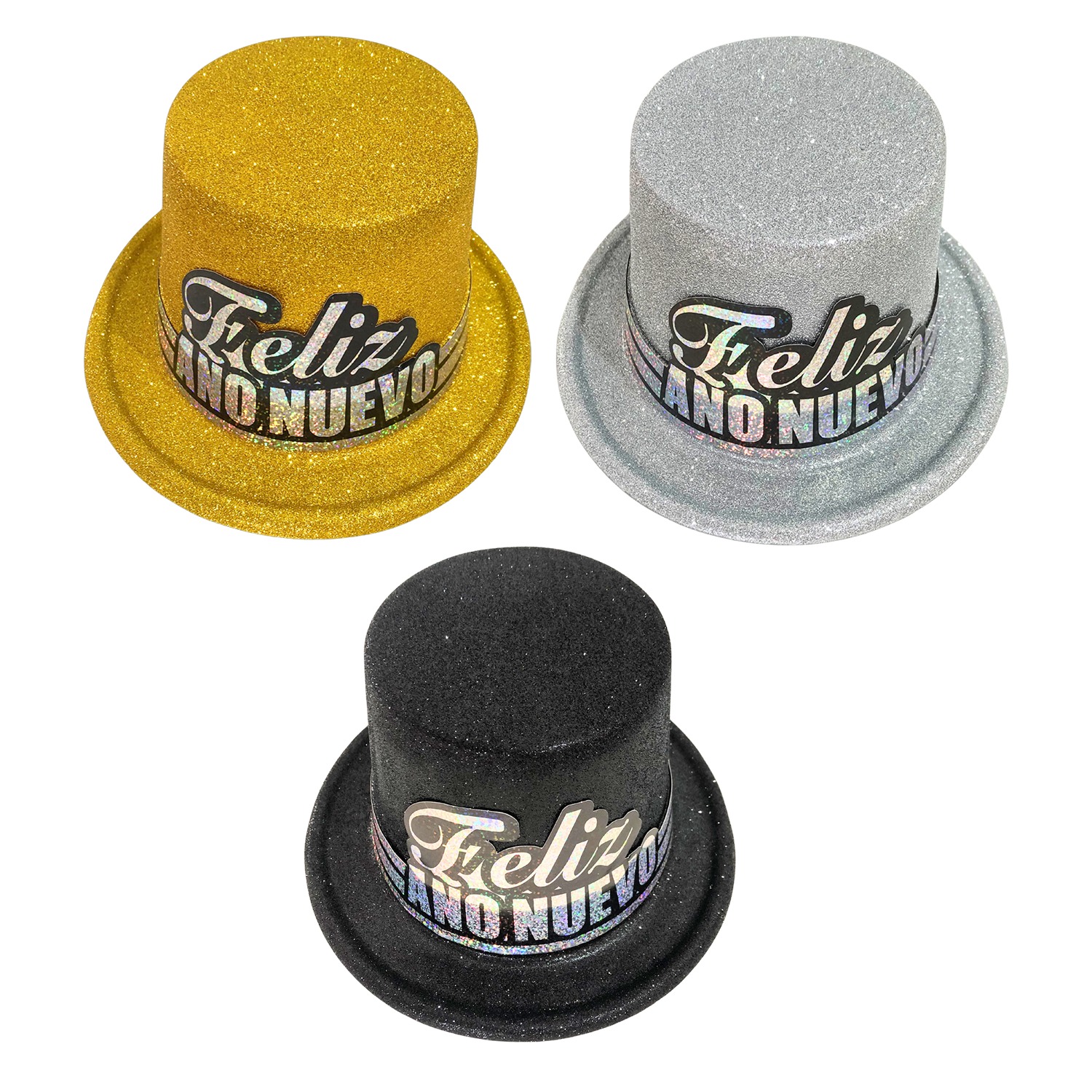 SOMBRERO FIESTA ESCARCHADO FELIZ AÑO NUEVO D/N/P