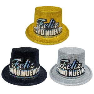 SOMBRERO FIESTA ESCARCHADO FELIZ AÑO NUEVO D/N/P