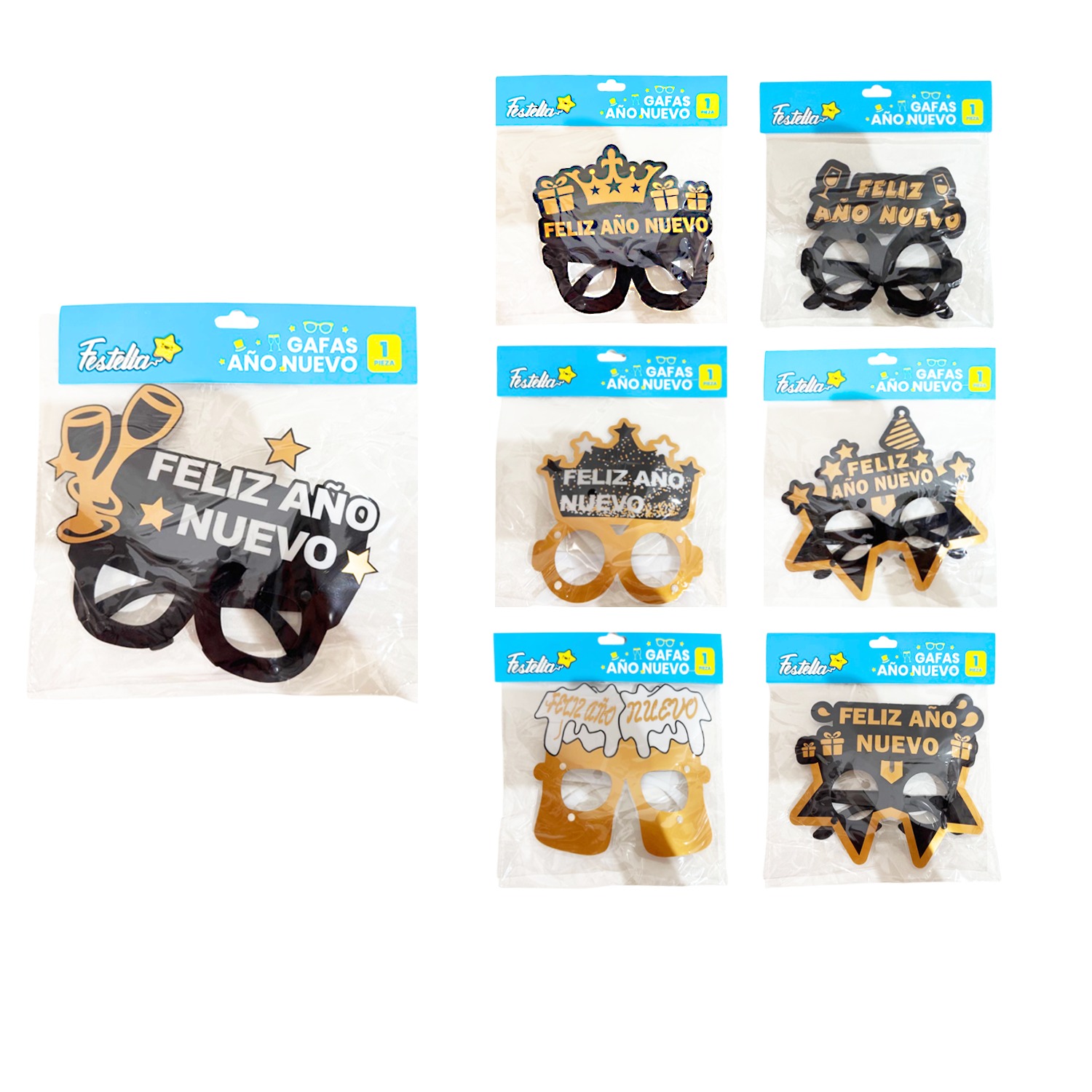 GAFAS PARA FIESTA FELIZ AÑO NUEVO (PQTX12)