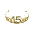 DIADEMA 15 AÑOS METALICA DORADA