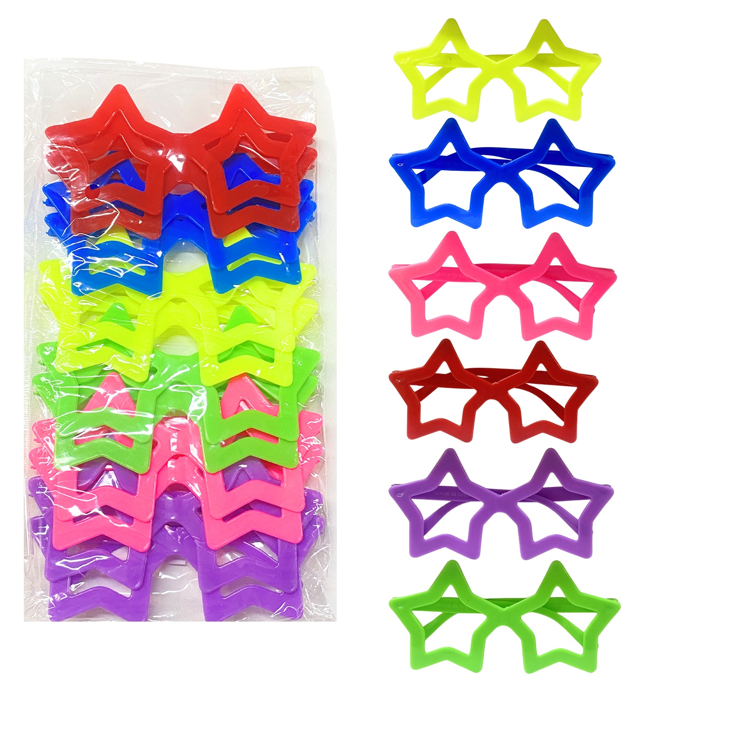 GAFAS NEON ESTRELLA PARA FIESTA (PQTX12)
