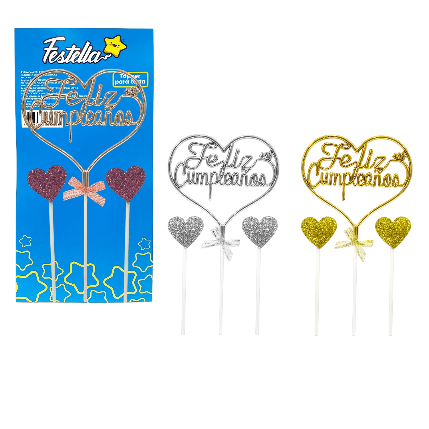 ADORNO CORAZON FELIZ CUMPLEAÑOS PARA PASTEL (PQTX12)