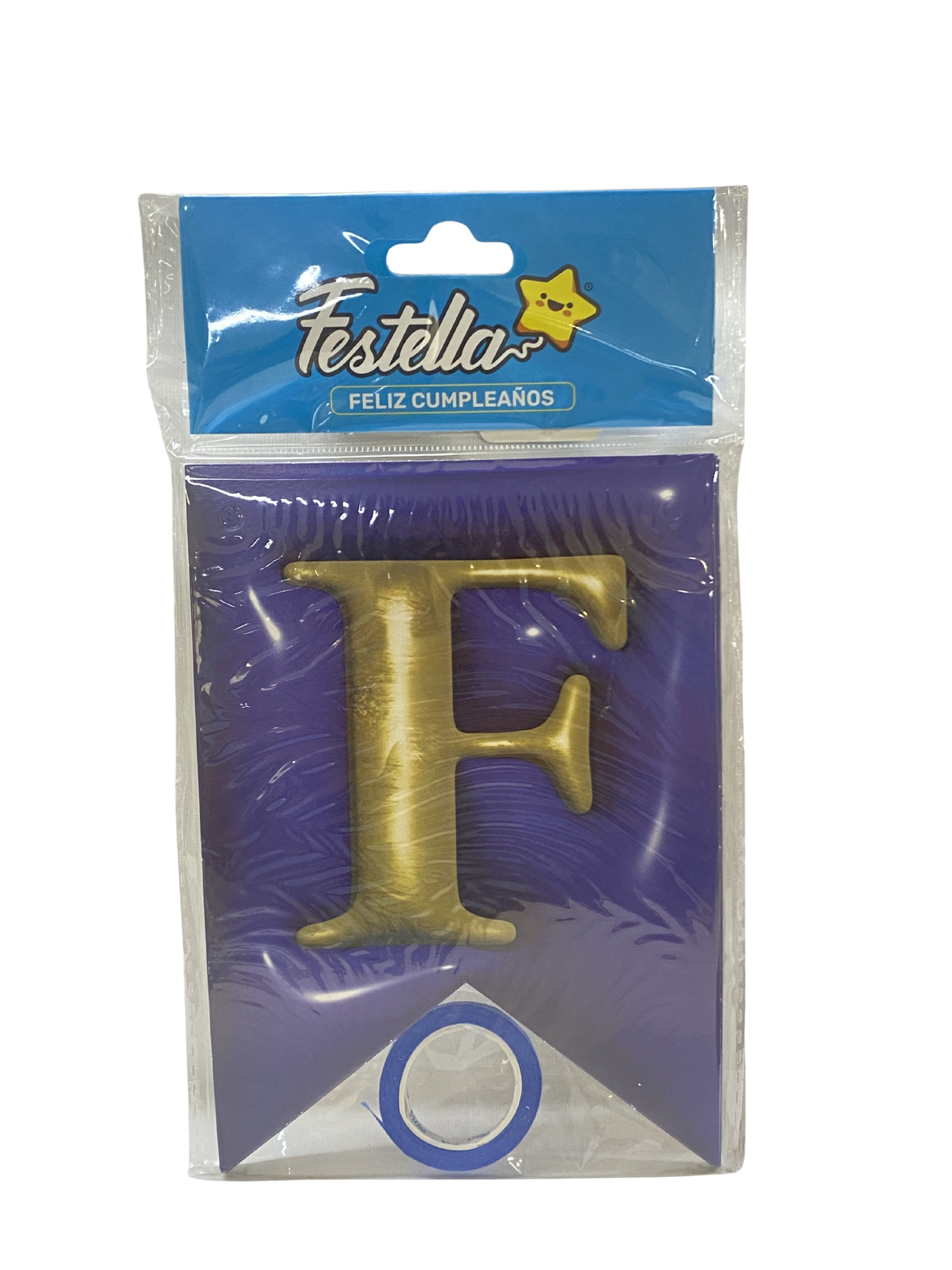 BANDERIN FELIZ CUMPLEAÑOS TIPO 3D AZUL (PQTX12)