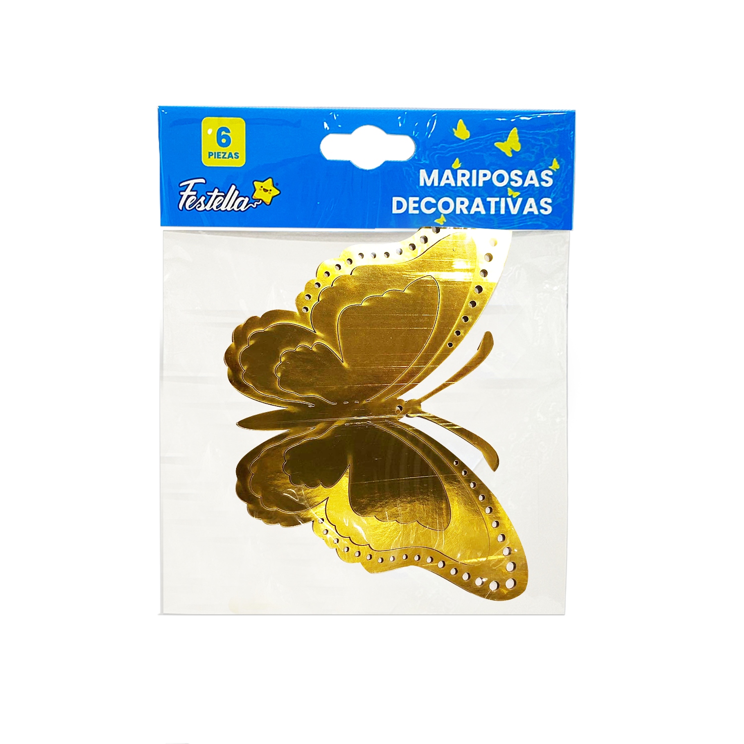 MARIPOSA DECORATIVA DORADA X6 (PQTX12)