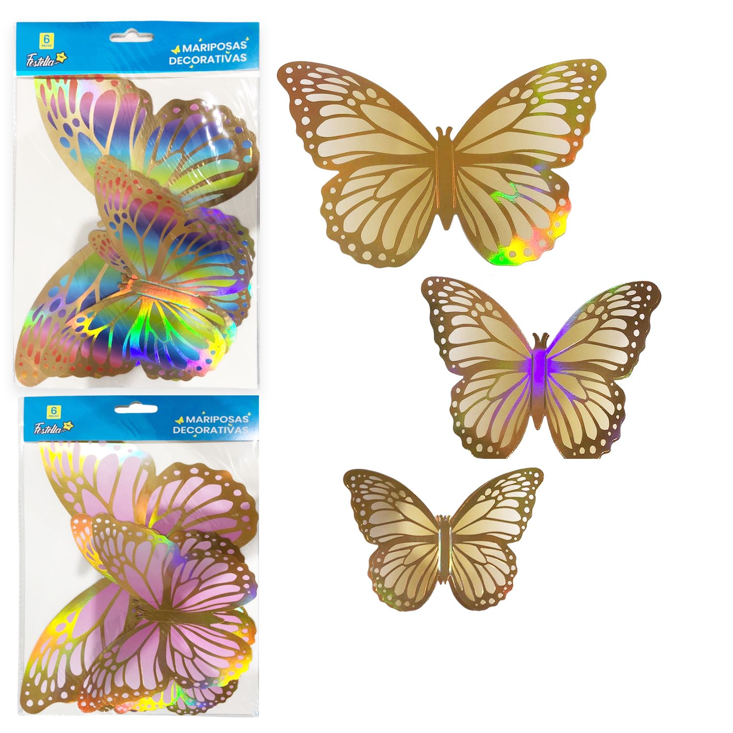MARIPOSA DECORATIVA TORNASOL X6 (PQTX12)