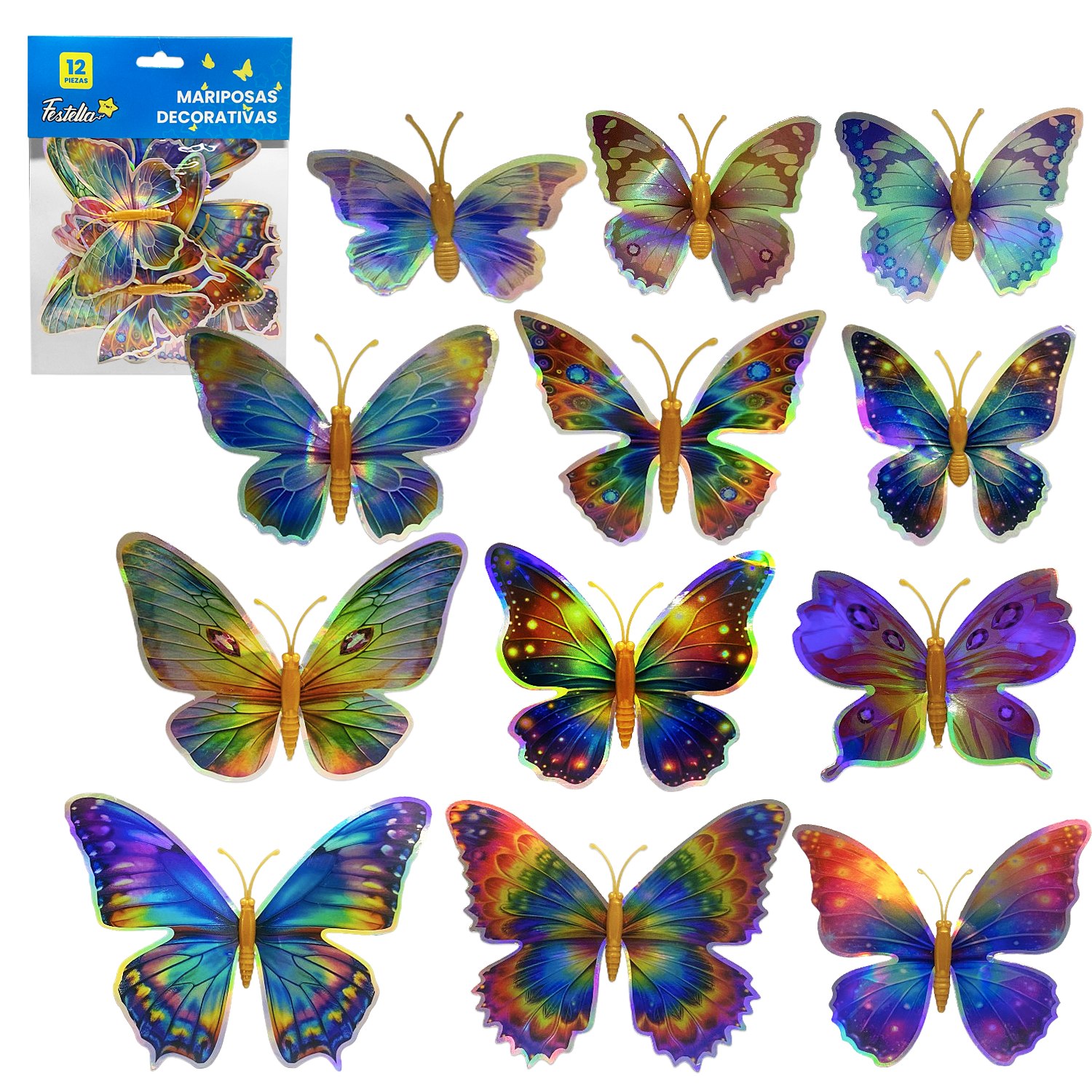 MARIPOSA DECORATIVA TORNASOL X12 (PQTX12)