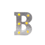 LAMPARA DE LETRA B 16CM FONDO PLATEADO BRILLANTE LUZ CALIDA