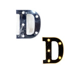 LAMPARA DE LETRA D 16CM FONDO NEGRO BRILLANTE LUZ CALIDA