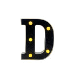 LAMPARA DE LETRA D 16CM FONDO NEGRO BRILLANTE LUZ CALIDA
