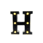 LAMPARA DE LETRA H 16CM FONDO NEGRO BRILLANTE LUZ CALIDA