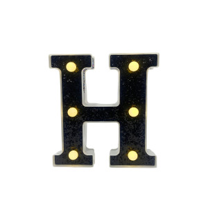 LAMPARA DE LETRA H 16CM FONDO NEGRO BRILLANTE LUZ CALIDA