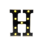 LAMPARA DE LETRA H 21.8CM FONDO NEGRO BRILLANTE LUZ CALIDA