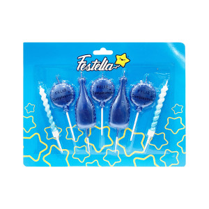 SET VELA AZUL FELIZ CUMPLEAÑOS X7 (CJX12)