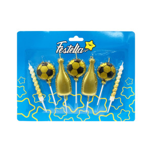SET VELA DORADA FUTBOL X7 (CJX12)