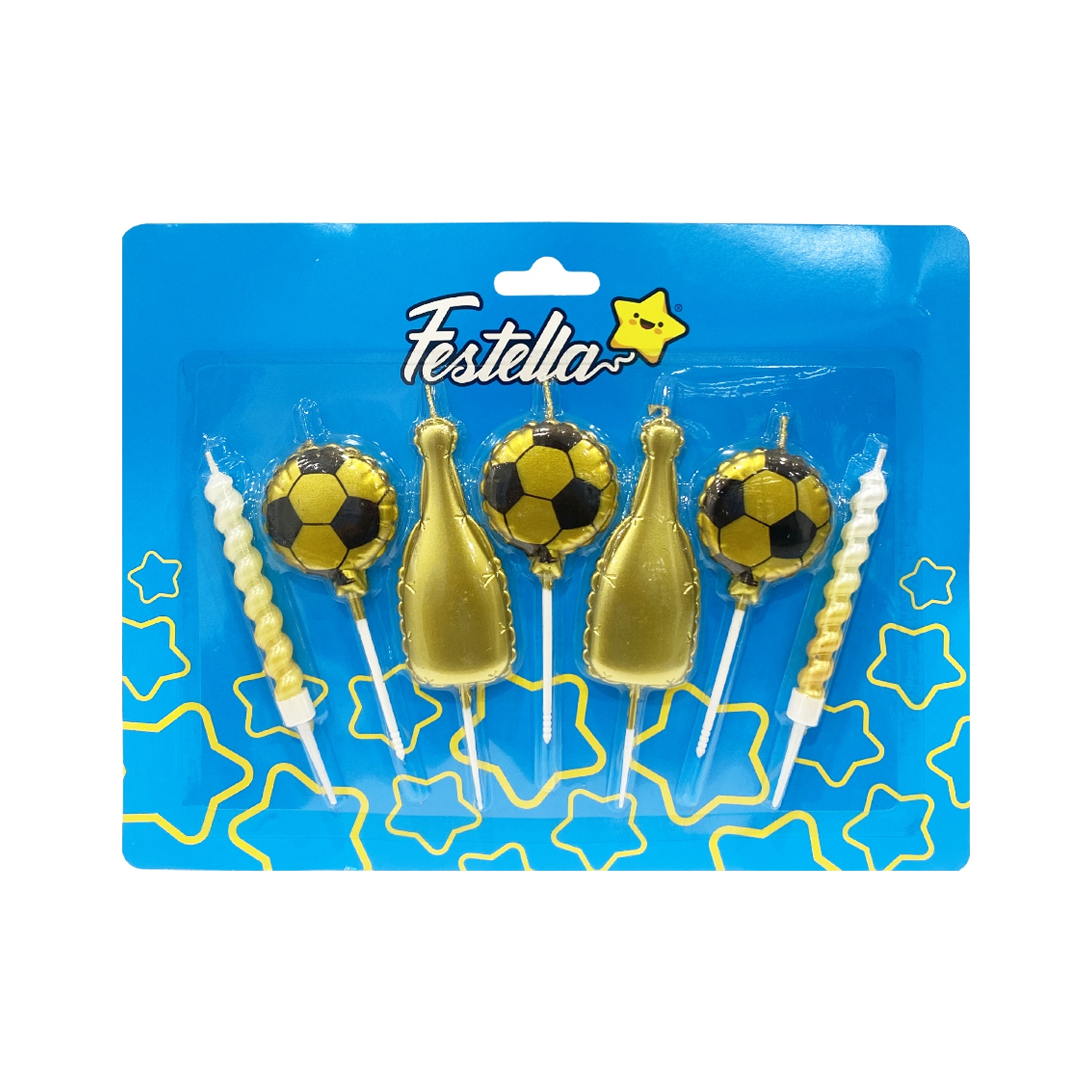 SET VELA DORADA FUTBOL X7 (CJX12)