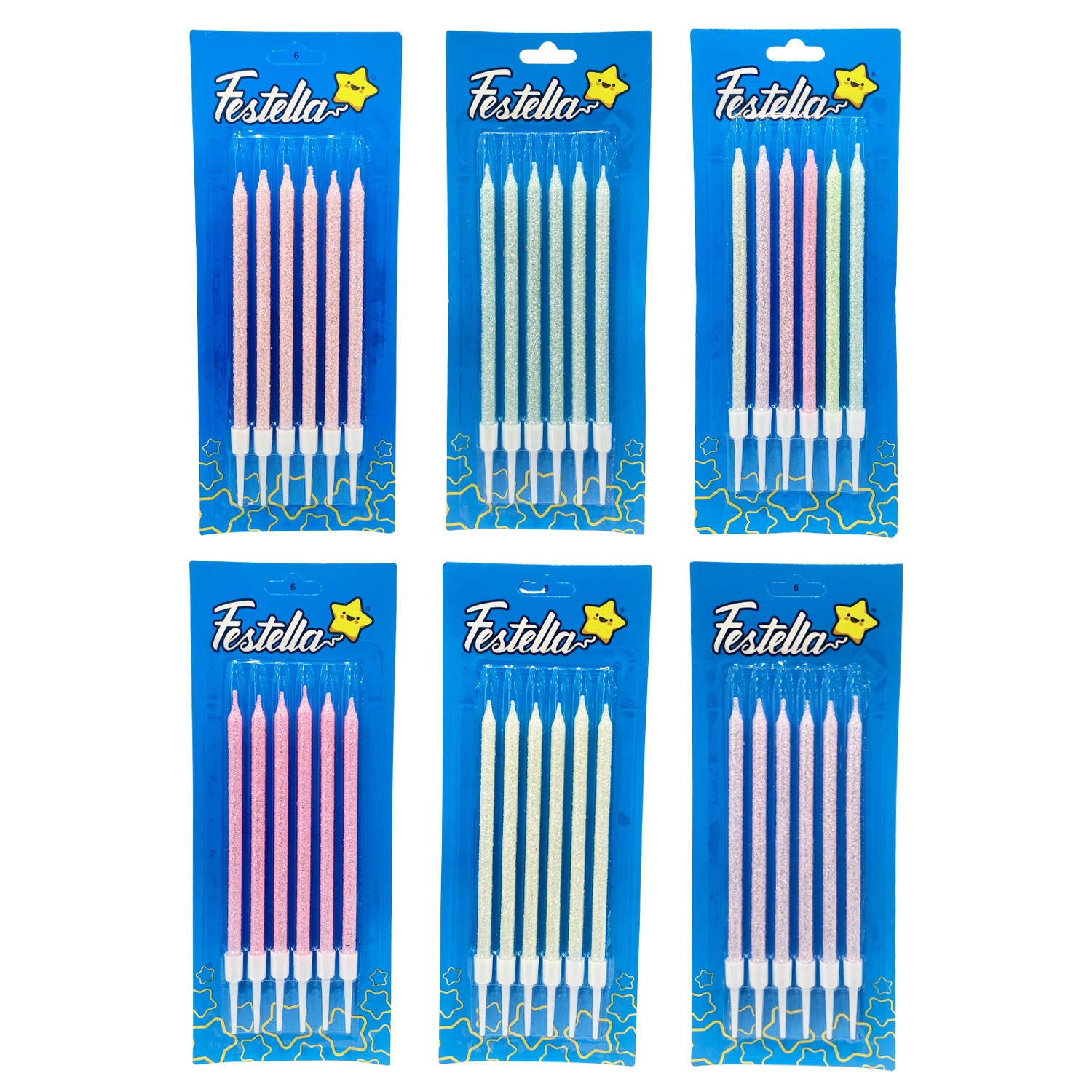 VELA SURTIDA ESCARCHADA X6