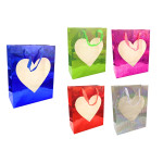BOLSA REGALO HOLOGRAMA CORAZON 24*18*8.5CM (PQTX12)