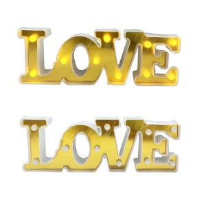LAMPARA LOVE FONDO DORADO LUZ CALIDA 29*10CM,