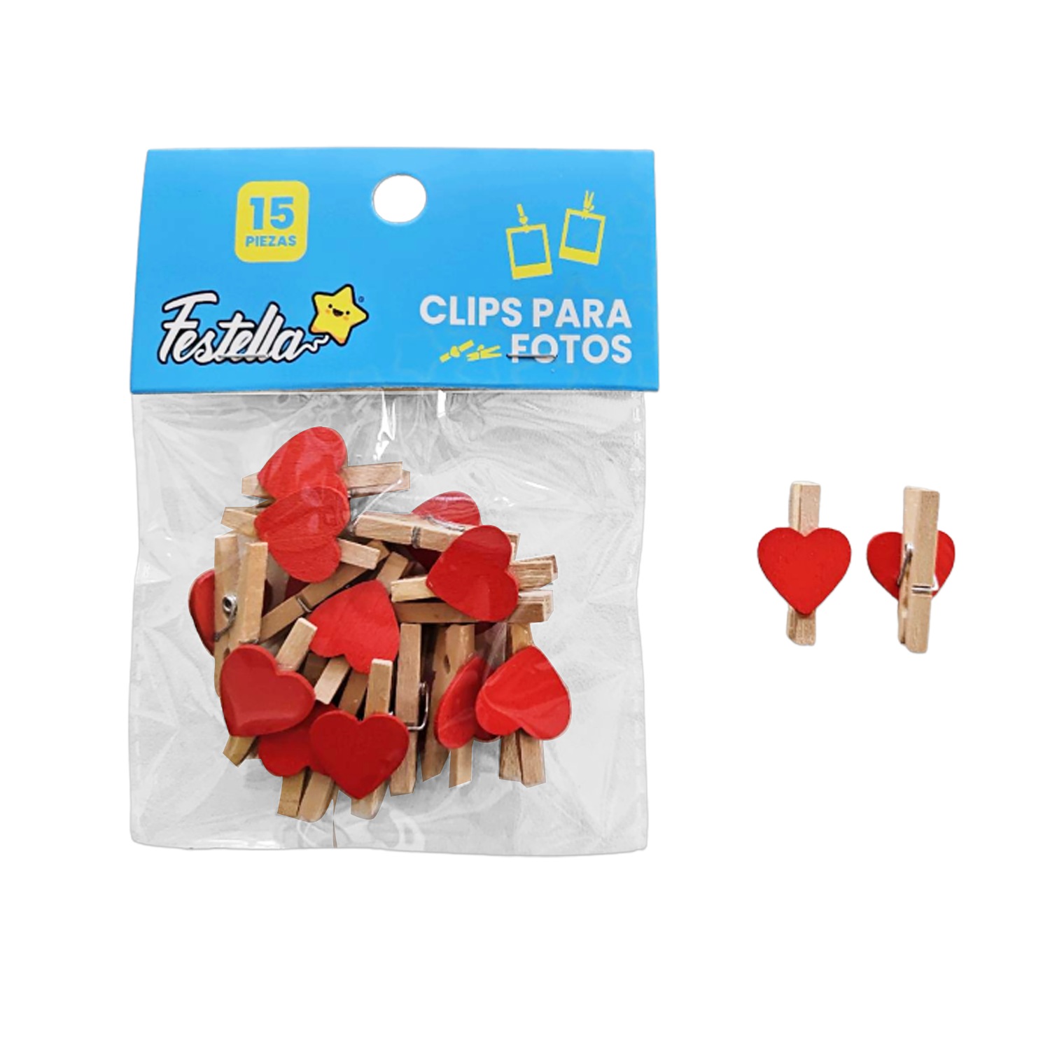 PINZA MADERA CORAZON DECORATIVA X15 (PQTX12)